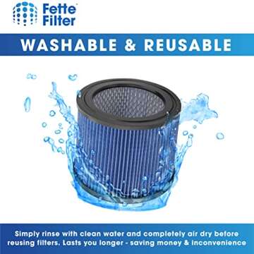 Fette Filter - DXVC4002 High Efficiency Cartridge Filter Replacement Compatible with Compatible with DeWalt DXV04T, DXV05P, DXV05S, DXV08S, DXV06G 4 Gallon Wet/Dry Vacuum Cleaners - Pack of 2