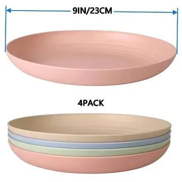Unbreakable 9 Inch Wheat Straw Plates - Eco-Friendly & Lightweight