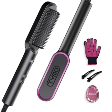 TYMO Ring Hair Straightener Brush - Fast Heating & Dual Voltage