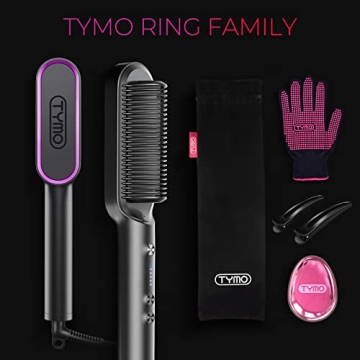 TYMO Ring Hair Straightener Brush - Fast Heating & Dual Voltage