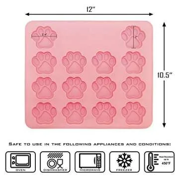 Dog Treat Molds - Paw and Bone Silicone Dog Treat Molds, Large Sized, with Healthy Recipe Booklet, For Puppy Treats, Cookies, Chocolate, Candy and Dog Ice Cubes, Food Grade Silicone Trays