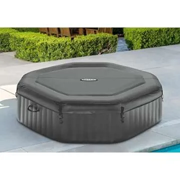 INTEX 28437EP PureSpa Bubble Deluxe Spa Set: Includes Energy Efficient Spa Cover – 140 Bubble Jets – Octagonal Design – 6 Person Capacity – 83" x 83" x 28"