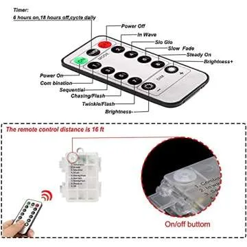 Ollivage LED Rope Lights Outdoor String Light Battery Powered with Remote Control, 8 Modes Color Changing Waterproof LED Strip Light Fairy Light 40Ft for Christmas Party Camping Decoration, 1 P