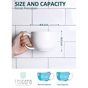 Teocera Jumbo Coffee Mugs Set - Ergonomic Porcelain Design
