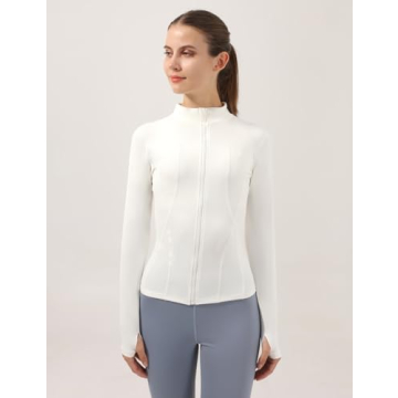 Locachy Women's Slim Fit Full Zip Jacket for Fitness