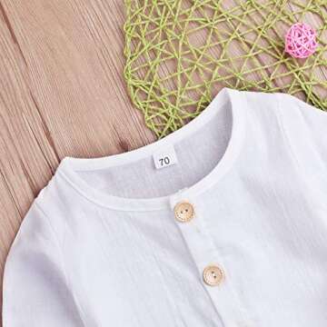 Shop XiaoReddou Solid White Baby Rompers for Summer Fun