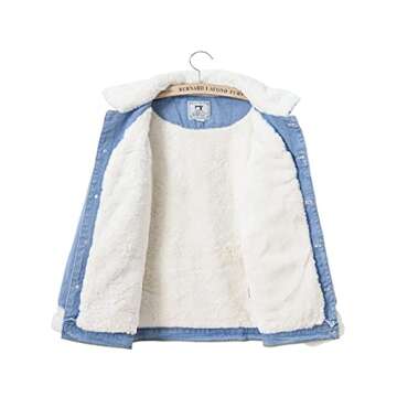 Snoly Women's Lapel Sherpa Lined Buttons Denim Jean Fleece Jackets Coats