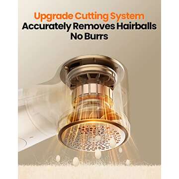 GAIATOP Fabric Shaver Rechargeable Lint Remover 3 Speeds Sweater Defuzzer, Cute Digital Screen Large Storage 6-Leaf Blades, Fuzz Pills Bobbles Trimmer for Clothes Furniture Bedclothes White 1 pcs