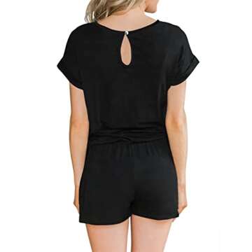 ANRABESS Women's Summer Crewneck Casual Loose Short Sleeve Jumpsuit Rompers One Piece Pajamas Loungewear with Pockets