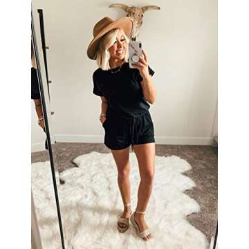 ANRABESS Women's Summer Crewneck Casual Loose Short Sleeve Jumpsuit Rompers One Piece Pajamas Loungewear with Pockets