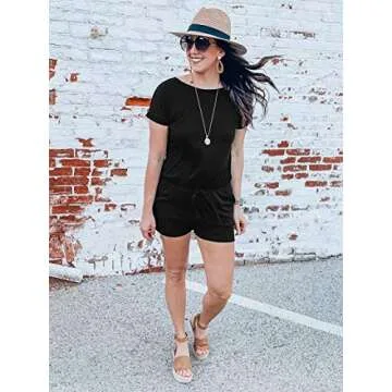 ANRABESS Women's Summer Crewneck Casual Loose Short Sleeve Jumpsuit Rompers One Piece Pajamas Loungewear with Pockets