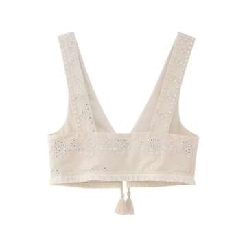 Tooe Y2K Fairycore Aesthetics Cropped Jacket Bow Tie Front Japanese Vest for Women Embroidered Harajuku Waistcoat (Off-White,S)