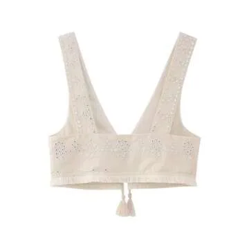 Tooe Y2K Fairycore Aesthetics Cropped Jacket Bow Tie Front Japanese Vest for Women Embroidered Harajuku Waistcoat (Off-White,S)