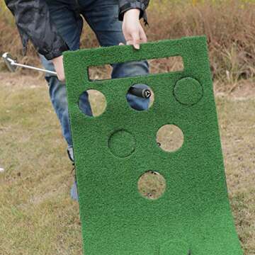 2-FNS Golf Putting Green Mat, Practice Golf Putting Mat Game Set for Backyard Office House Party with 4 Golf Balls, 1 Golf Mat, 12 Golf Hole Covers, 1 Carring Bag