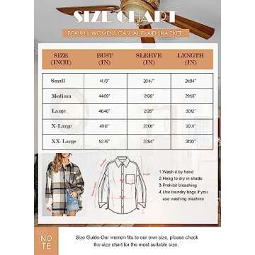 Beaully Women's 2024 Fall Clothes Plaid Shacket Jacket Long Sleeve Button Down Flannel Shirts Fashion Jacket