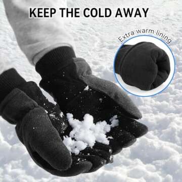 Winter Ski Gloves Cold Proof Insulated Work Glove for Driving Cycling Hiking Snow Skiing - Deerskin Suede Leather Warm Polar Fleece Waterproof Windproof Hand Warmer for Men and Women Grey-Black XL