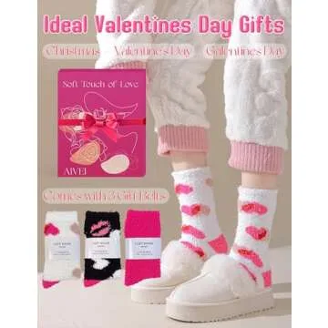 AIVEI Valentines Galentines Day Gifts for Her Womens 72-Needle Super Warm Fuzzy Socks Cabin Cozy Sof...