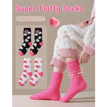 AIVEI Cozy Valentine’s Day Fluffy Socks for Her