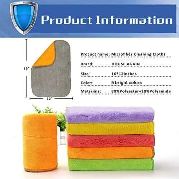5-Pack Extra Thick Microfiber Cleaning Cloths, Super Absorbent Dust Cloths Dish Cloths with Two Color on Two Side, Lint Free Streak Free for Tackling Any Cleaning Job with Ease