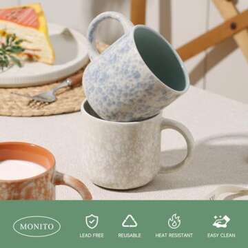 Buy MONITO 12 OZ Colorful Ceramic Coffee Mugs Set