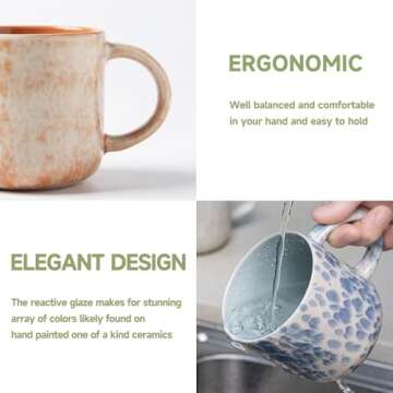 Buy MONITO 12 OZ Colorful Ceramic Coffee Mugs Set