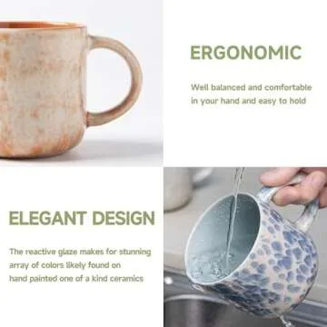 Buy MONITO 12 OZ Colorful Ceramic Coffee Mugs Set