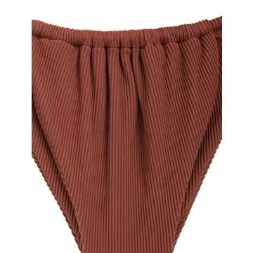 ZAFUL Multiway Frilled Textured String Tanga Bikini Set - Coffee S