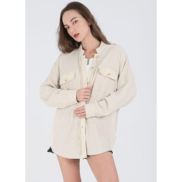 Loveimgs Women’s Oversized Waffle Knit Shirt 2023