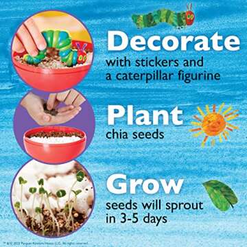 Creativity for Kids The Very Hungry Caterpillar: Ready to Grow Garden [Amazon Exclusive] Science Terrarium Kit Inspired from The World of Eric Carle Books, Gifts for Kids Ages 6-8+