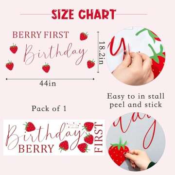 Berry First Birthday Wall Decal - Sweet One Birthday Party Decoration,Berry First Birthday Sticker,S...