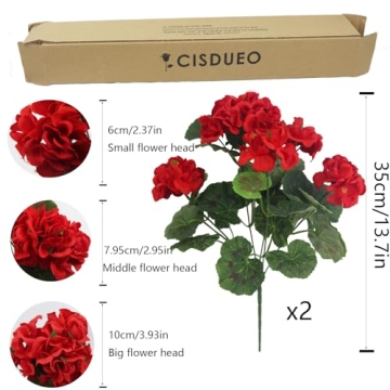 CISDUEO Artificial Geraniums for Home and Garden Decor
