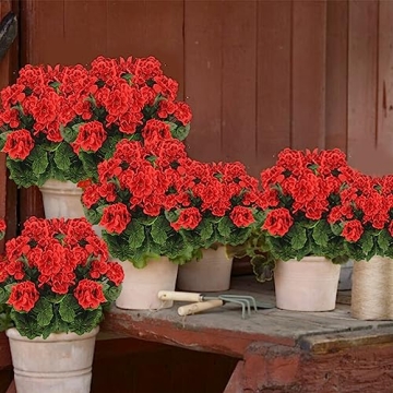 CISDUEO Artificial Geraniums for Home and Garden Decor