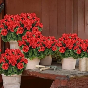 CISDUEO Artificial Geraniums for Home and Garden Decor