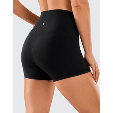 CRZ YOGA Women's High Waisted Biker Shorts for Comfort