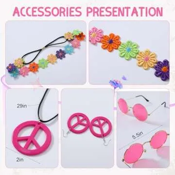 70 s Outfit for Women Brown Fringe Vest Hippie Sunglasses Headdress Necklace and Earring for Disco Party Halloween Costume Women(Brown,L)