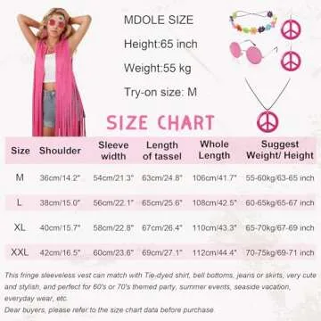 70 s Outfit for Women Brown Fringe Vest Hippie Sunglasses Headdress Necklace and Earring for Disco Party Halloween Costume Women(Brown,L)