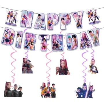 Vibrant 48Pcs Demon Hunters Birthday Party Decorations Set