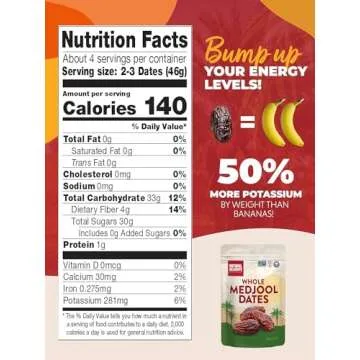 Natural Delights Medjool Dates – Large & Plump Non-GMO Verified, Good Source of Fiber, Naturally Sweet Fruit Snack, Perfect for On-the-Go - Medjool Dates Whole, 8 oz Container