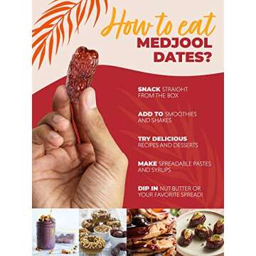 Natural Delights Medjool Dates – Large & Plump Non-GMO Verified, Good Source of Fiber, Naturally Sweet Fruit Snack, Perfect for On-the-Go - Medjool Dates Whole, 8 oz Container