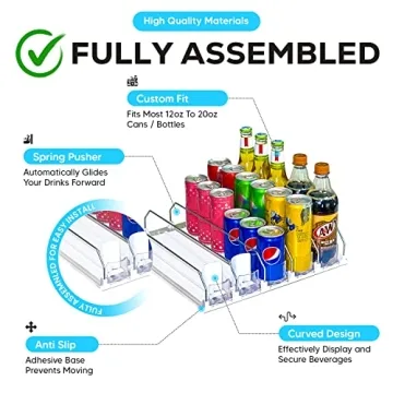Fully Assembled Drink Fridge Organizer for Easy Access