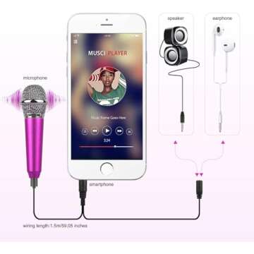 Uniwit Mini Portable Vocal/Instrument Microphone for Voice Video Recording Singing,Vlogging, Podcasting, Tiny Microphone for iPhone Android Phone Computer Latop Notebook Tablet iPad(Rose Red)