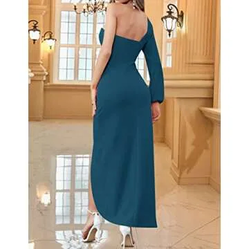 ZESICA One Shoulder Long Sleeve Cocktail Dress
