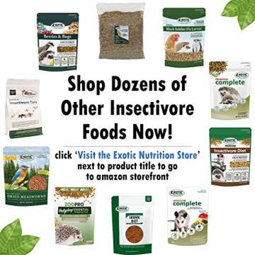 Hedgehog Complete 2 lb - Nutritionally Complete Natural Healthy High Protein Pellets & Dried Mealworms - Food for Pet Hedgehogs