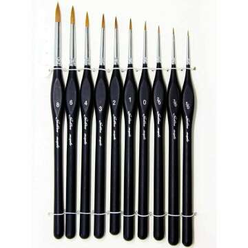 Detail Paint Brushes Set - 10pcs Miniature Brushes for Fine Art