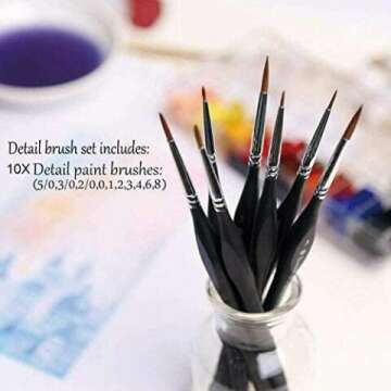 10pcs Miniature Detail Paint Brushes Set for Artists