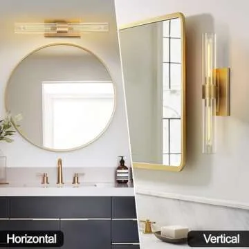 Brass Wall Sconces, 22.8" Bathroom Wall Sconce, Antique Brass Wall Sconces Set of 2, 2-Light Dimmable Wall Sconce, Sconces Wall Lighting With Glass, Bathroom Vanity Light, Tube Sconce for Living Room