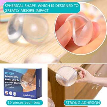 RESTEO Kids Corner Protector (16 Pack),Larger Size (1.6 * 1.6 * 0.98 inch),Soft Baby Proofing Table Corner Guards, Edge Protectors.Long Lasting,High Resistant Adhesive