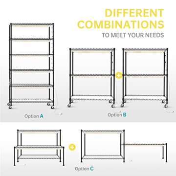 Bstrip Grow Light Shelf with Adjustable Rack and Wheels