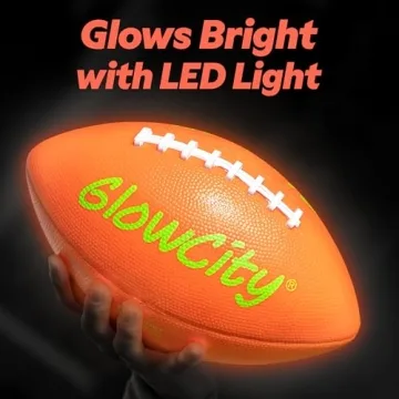 GlowCity Glow in The Dark Football - Light Up LED Ball - Perfect for Evening Play, Camping, and Beach Fun