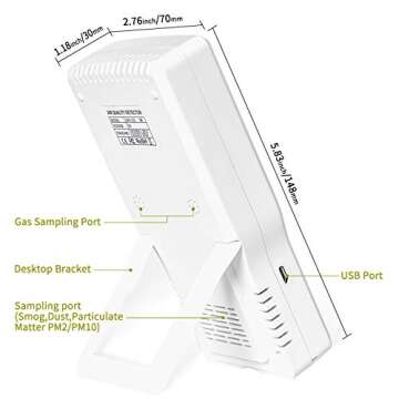 Air Quality Monitor Sherry Indoor Air Quality Monitor for CO2 Formaldehyde(HCHO) TVOC PM2.5/PM10 -Accurate Air Quality Monitor Indoor Radar Detectors